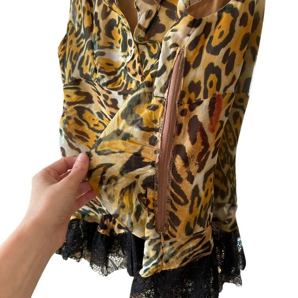 Vintage I.C.E. Cheetah Print Silk Lace Blouse Tank Women’s Small - Picture 8 of 8